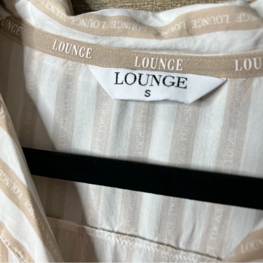 Lounge women’s sleep shirt tan & white stripped size small